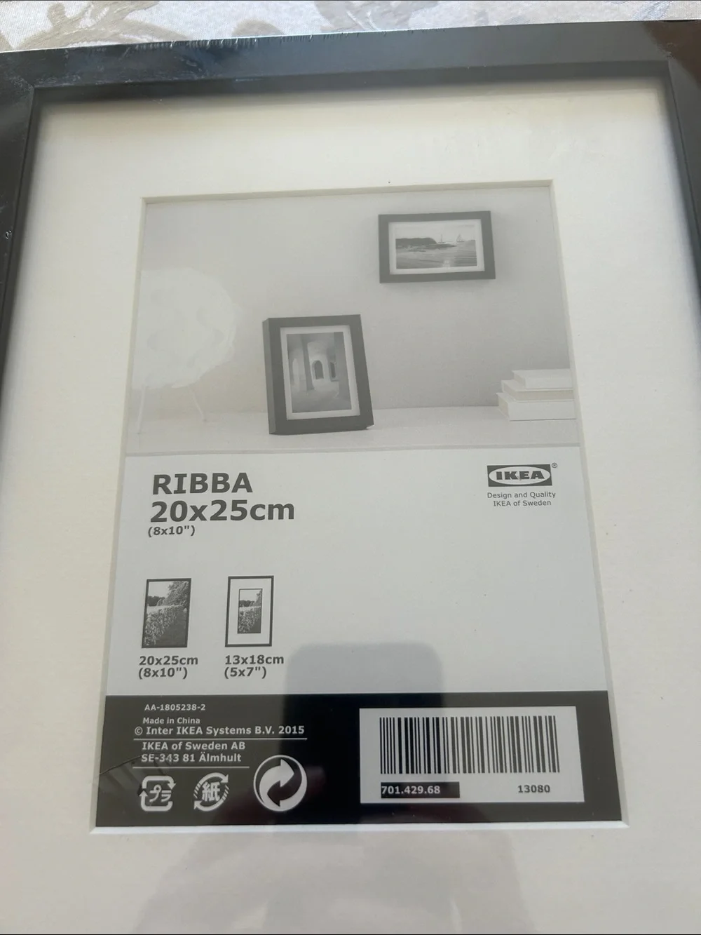 IKEA RIBBA Black Photo Frame with White Mat